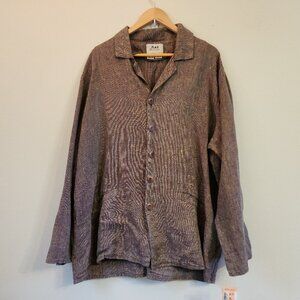 FLAX 100% Linen 1x Ruby Fruit Color Cross Weave Jacket Long Sleeves NWT Comfort